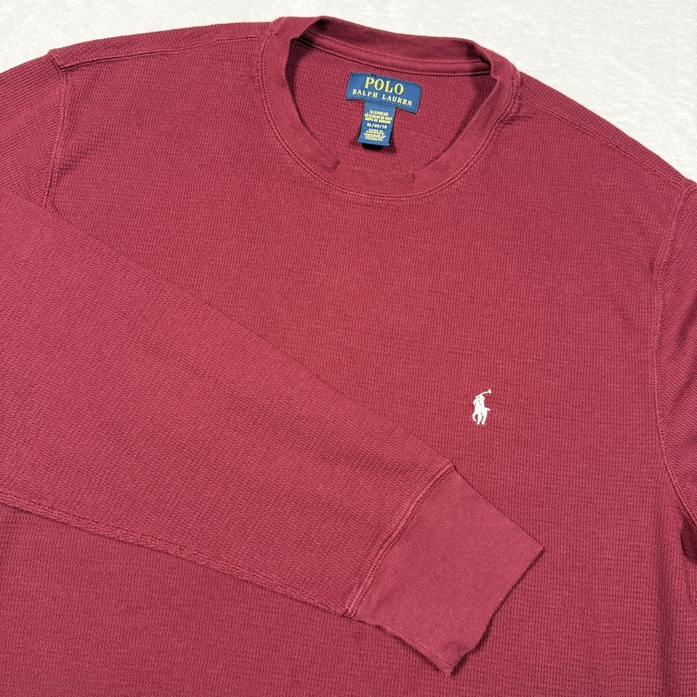 Polo‎ Ralph Lauren Sleep Shirt Mens XL Red Waffle Knit Long Sleeve Pajama